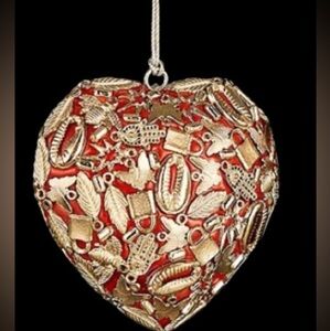Red Heart Christmas Ornament Feliz Navidad Collection Zinc Silver Metal Accents